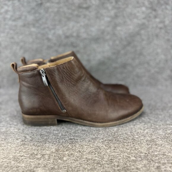 ✅Franco Sarto Boot Women's 9.5Keegan Brown Leather Double Side Zip Ankle Booties - Picture 7 of 10